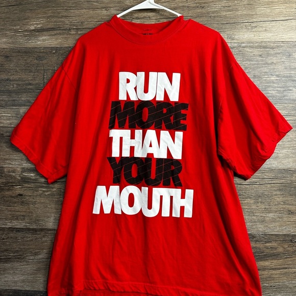 Iced Out Run More Than Your Mouth Red and Black Short Sleeve Tee - Picture 1 of 6